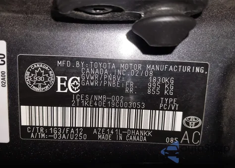 2009 Toyota Matrix Xr from USA, damaged, VIN 2T1KE40E19C003053